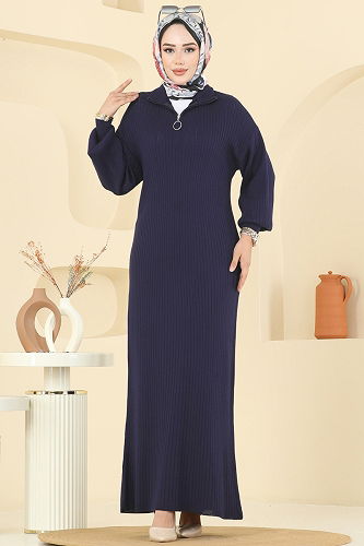 moda selvim الفستان كحلي 8341KL398 - Thumbnail