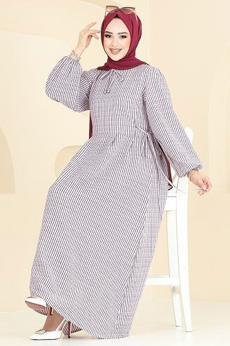 moda selvim Dress 8343HBS856 Burgundy - Thumbnail