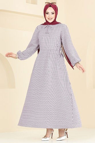 moda selvim Dress 8343HBS856 Burgundy - Thumbnail