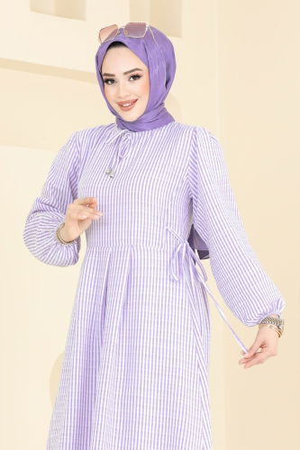 moda selvim Dress 8343HBS856 Lilac - Thumbnail