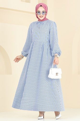 moda selvim Dress 8343HBS856 Navy Blue - Thumbnail