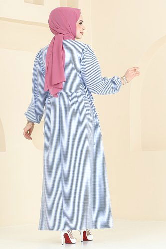 moda selvim Dress 8343HBS856 Navy Blue - Thumbnail