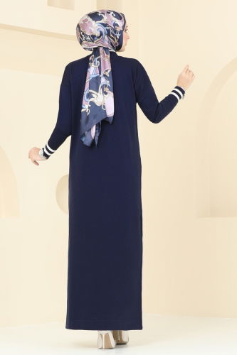 moda selvim Dress 8355KL398 Navy Blue - Thumbnail