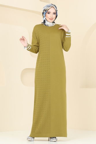 moda selvim Dress 8355KL398 Oil Green - Thumbnail