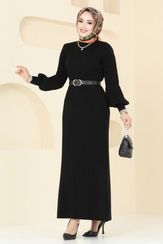 moda selvim Dress 8356KL398 Black - Thumbnail