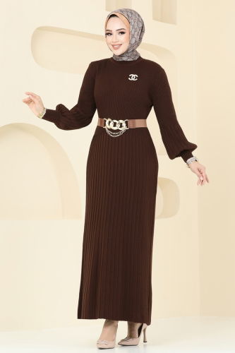 moda selvim Dress 8356KL398 Brown - Thumbnail