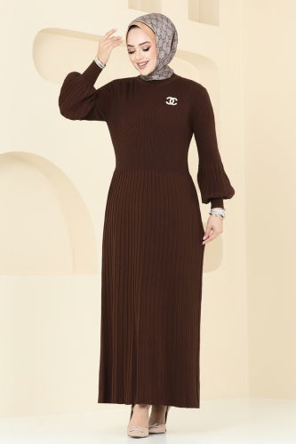 moda selvim Dress 8356KL398 Brown - Thumbnail