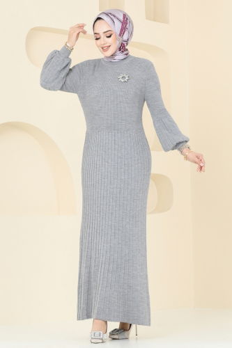 moda selvim Dress 8356KL398 Gray - Thumbnail