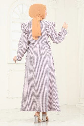 moda selvim الفستان خمري 8357HBS856 - Thumbnail
