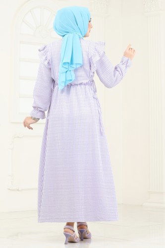 moda selvim الفستان ليلكي 8357HBS856 - Thumbnail