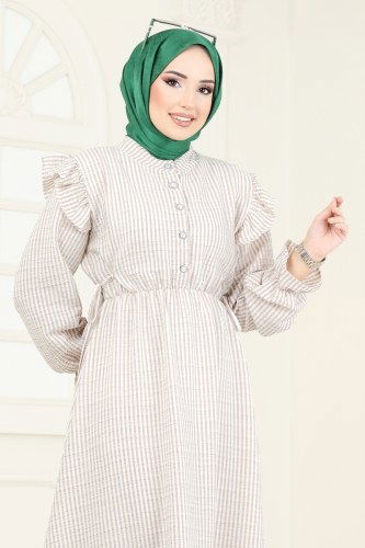 moda selvim الفستان بيج 8357HBS856 - Thumbnail