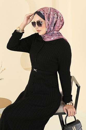 moda selvim Dress 8361KL398 Black - Thumbnail