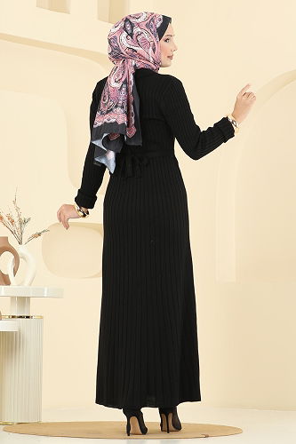 moda selvim Dress 8361KL398 Black - Thumbnail