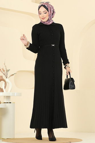 moda selvim الفستان أسود 8361KL398 - Thumbnail