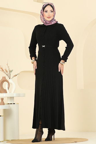 moda selvim الفستان أسود 8361KL398 - Thumbnail