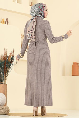 moda selvim الفستان بيج غامق 8361KL398 - Thumbnail