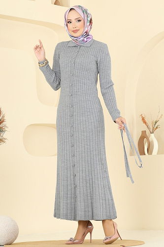 moda selvim Dress 8361KL398 Gray - Thumbnail