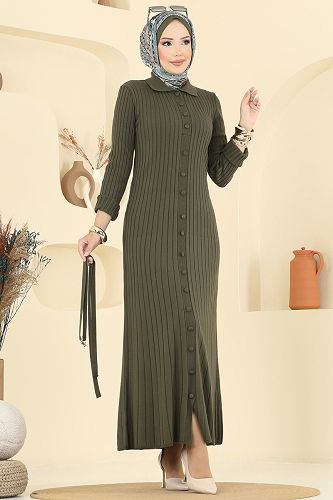 moda selvim Dress 8361KL398 Khaki - Thumbnail