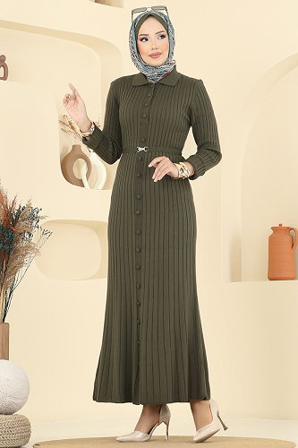 moda selvim Dress 8361KL398 Khaki - Thumbnail