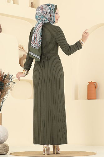 moda selvim الفستان اخضر عفني 8361KL398 - Thumbnail