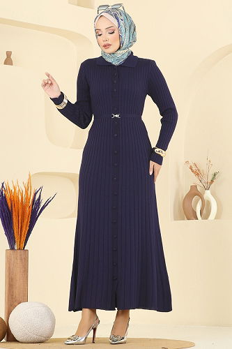 moda selvim الفستان كحلي 8361KL398 - Thumbnail