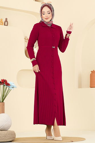 moda selvim Dress 8361KL398 Red - Thumbnail