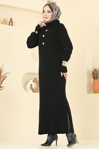moda selvim Dress 8362KL398 Black - Thumbnail