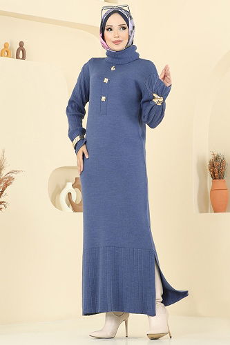 moda selvim الفستان ازرق 8362KL398 - Thumbnail