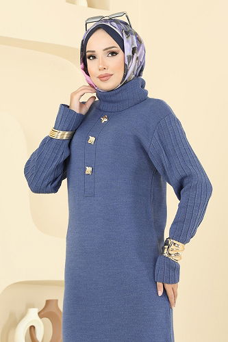 moda selvim الفستان ازرق 8362KL398 - Thumbnail