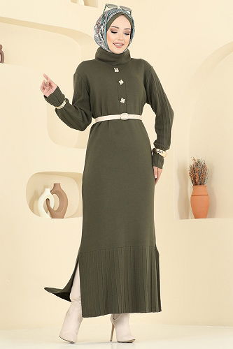 moda selvim Dress 8362KL398 Khaki - Thumbnail