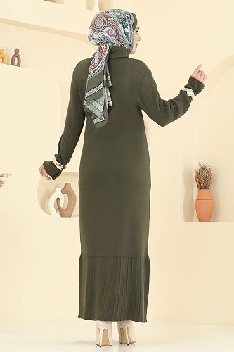 moda selvim الفستان اخضر عفني 8362KL398 - Thumbnail