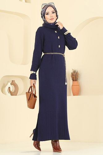 moda selvim Dress 8362KL398 Navy Blue - Thumbnail