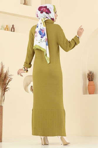 moda selvim Dress 8362KL398 Oil Green - Thumbnail