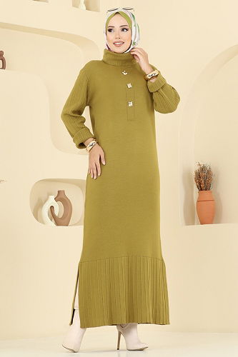 moda selvim Dress 8362KL398 Oil Green - Thumbnail
