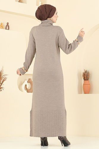 moda selvim الفستان بيج 8362KL398 - Thumbnail