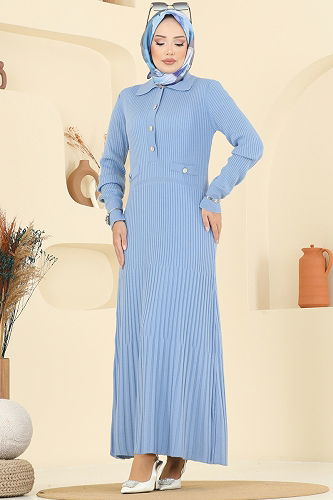 moda selvim Dress 8364KL398 Baby Blue - Thumbnail