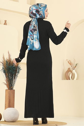 moda selvim Dress 8364KL398 Black - Thumbnail