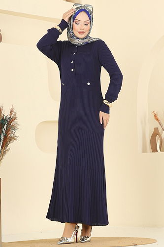 moda selvim Dress 8364KL398 Navy Blue - Thumbnail