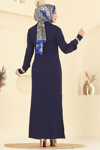 moda selvim Dress 8364KL398 Navy Blue - Thumbnail