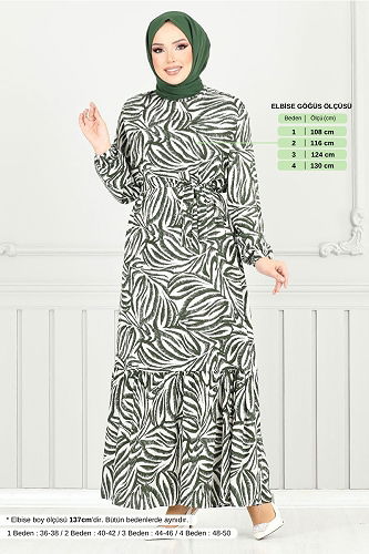 moda selvim Dress 836OZR1047-M Khaki - Thumbnail