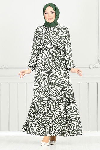 moda selvim الفستان اخضر عفني 836OZR1047-M - Thumbnail