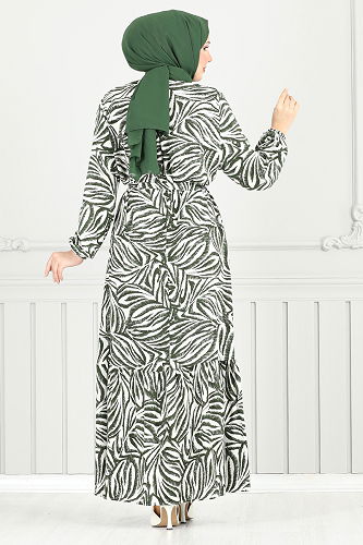 moda selvim الفستان اخضر عفني 836OZR1047-M - Thumbnail