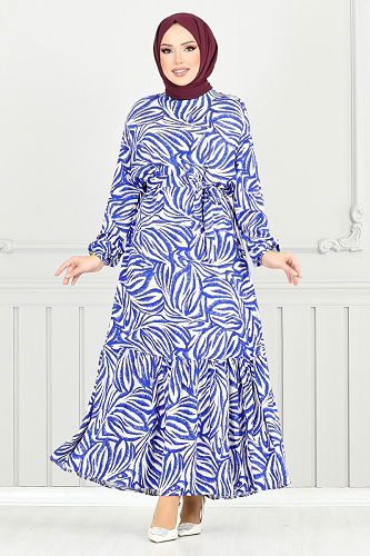 moda selvim Dress 836OZR1047-M Saxe - Thumbnail