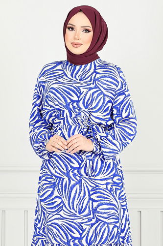 moda selvim Dress 836OZR1047-M Saxe - Thumbnail