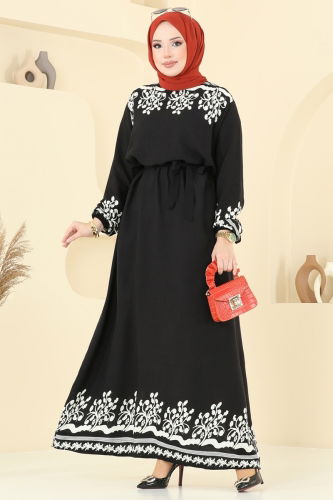 moda selvim Dress 837OZN1046 Black - Thumbnail