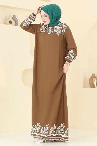 moda selvim الفستان عسلي 837OZN1046 - Thumbnail