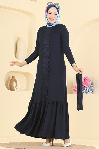 moda selvim الفستان كحلي 838PM271 - Thumbnail