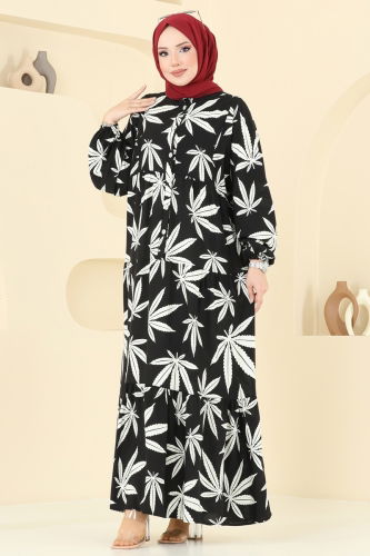 moda selvim الفستان أسود 840OZN1046 - Thumbnail
