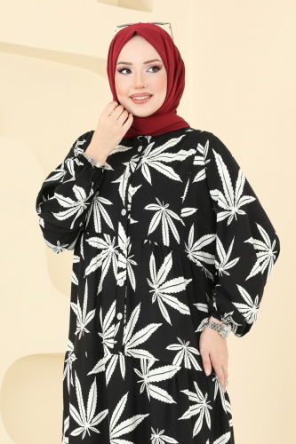 moda selvim الفستان أسود 840OZN1046 - Thumbnail