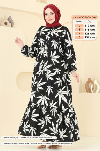 moda selvim الفستان أسود 840OZN1046 - Thumbnail
